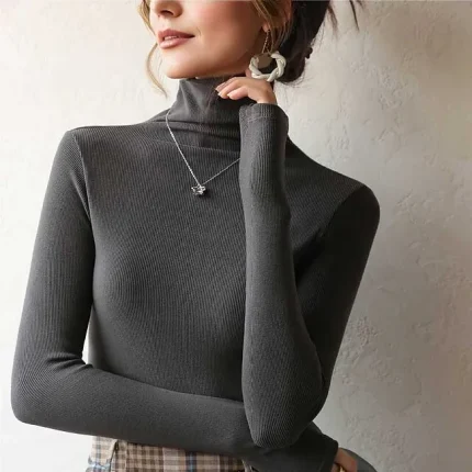 Shirt Women's Black White Blue Solid / Plain Color Sexy Daily Fashion High Neck Regular Fit M